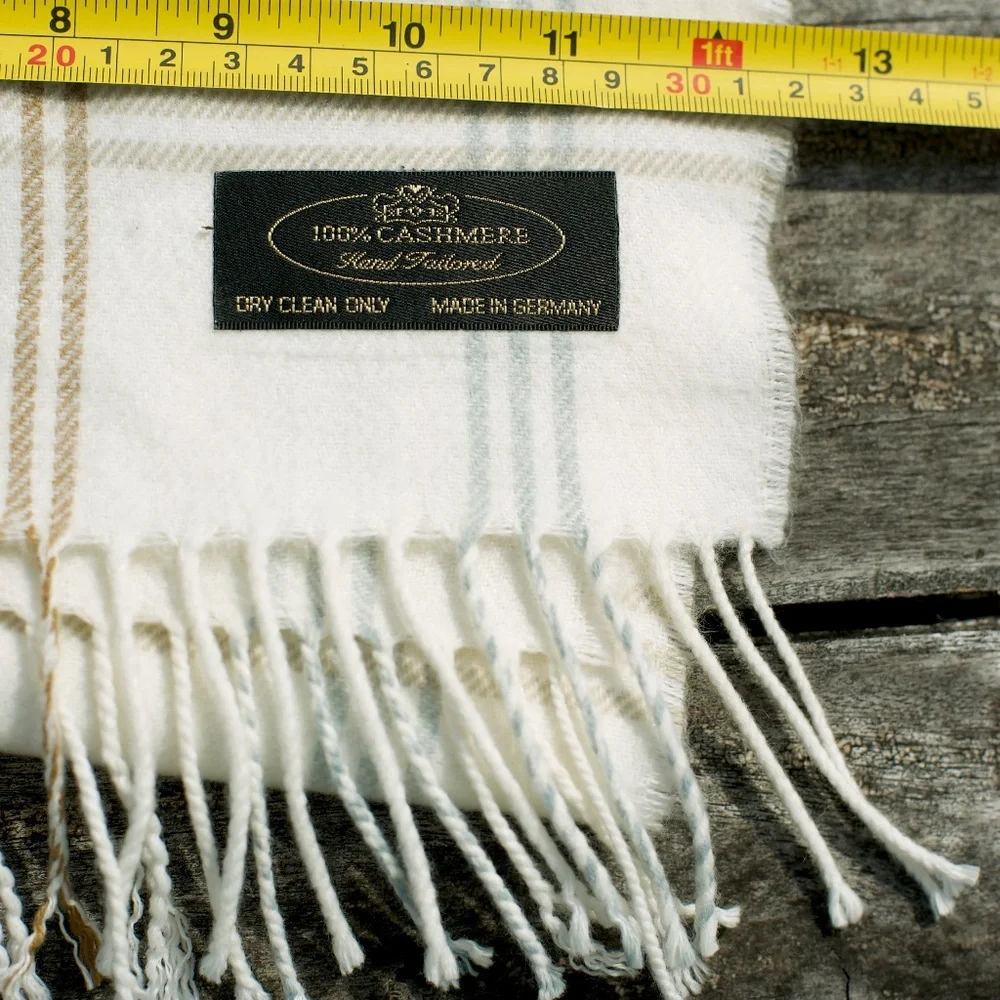 Men's Plaid Luxury Brand's Pattern Fringes 100% Cashmere